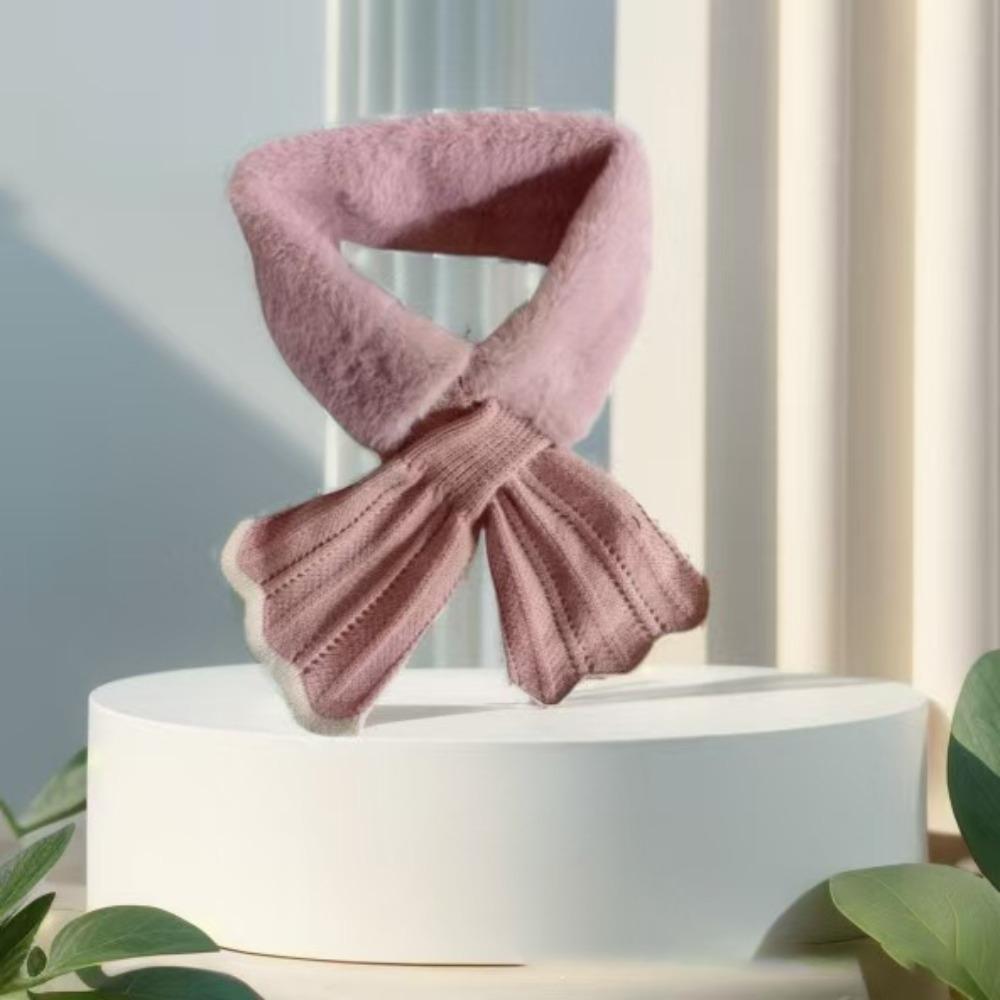 Windproof Neck Scarves Cross Wool Collar Elegant Plush Scarfs  Winter