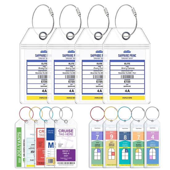 10 шт. круизная багажная бирка с петлей, широкий держатель багажной бирки Cruise Essentials, бирка с уплотнением на молнии, многоразовый водонепроницаемый держатель для круизных документов, карнавал