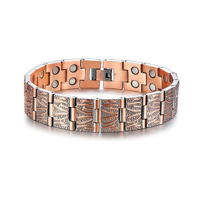 Ikuinen браслеты из чистой меди, мужская цепочка на руку, винтажный браслет на запястье, браслет для магнитной терапии, 21,5 см, медь, энергетические украшения для здоровья