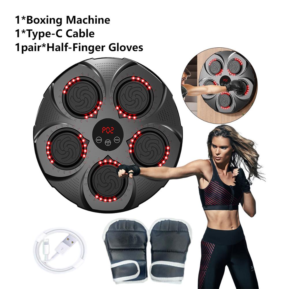 New LED Music Boxing Machine Bluetooth Smart Electronic Music Training Targets Wall Hanging Sandbag with Gloves for Kid Adults