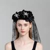 Имитация цветка повязка на голову женский головной убор цветок кружево с вуалью черная роза череп повязка на голову для вечеринки Хэллоуин день косплей подарок