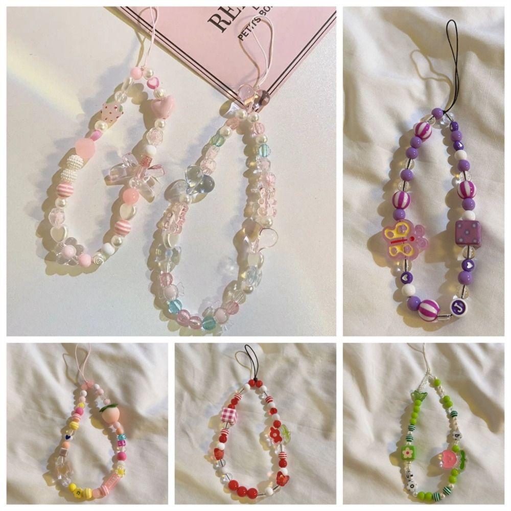 Sweet Girls Mobile Phone Lanyard Crystal Bracelet Cellphone Chain Trendy Pendant