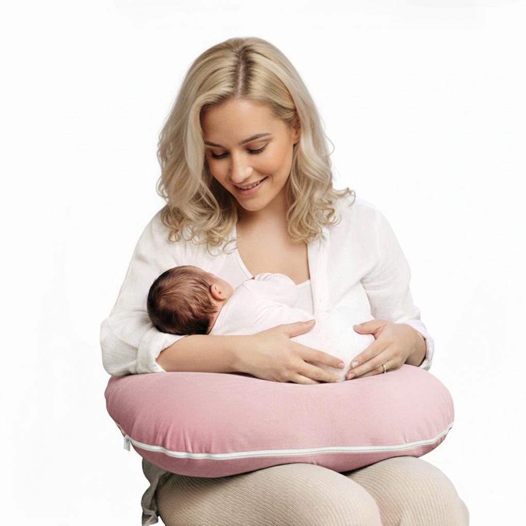 Pokrowiec poszewka welur na poduszkę mały rogal do karmienia piersią babyuniverse - pudrowy róż