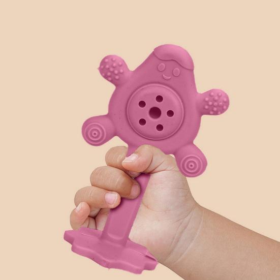 Детская погремушка, игрушка для прорезывания зубов, погремушка из пищевого силикона для младенцев, удобная для захвата, чистая, развивает моторику, развивает сенсорные навыки у малышей