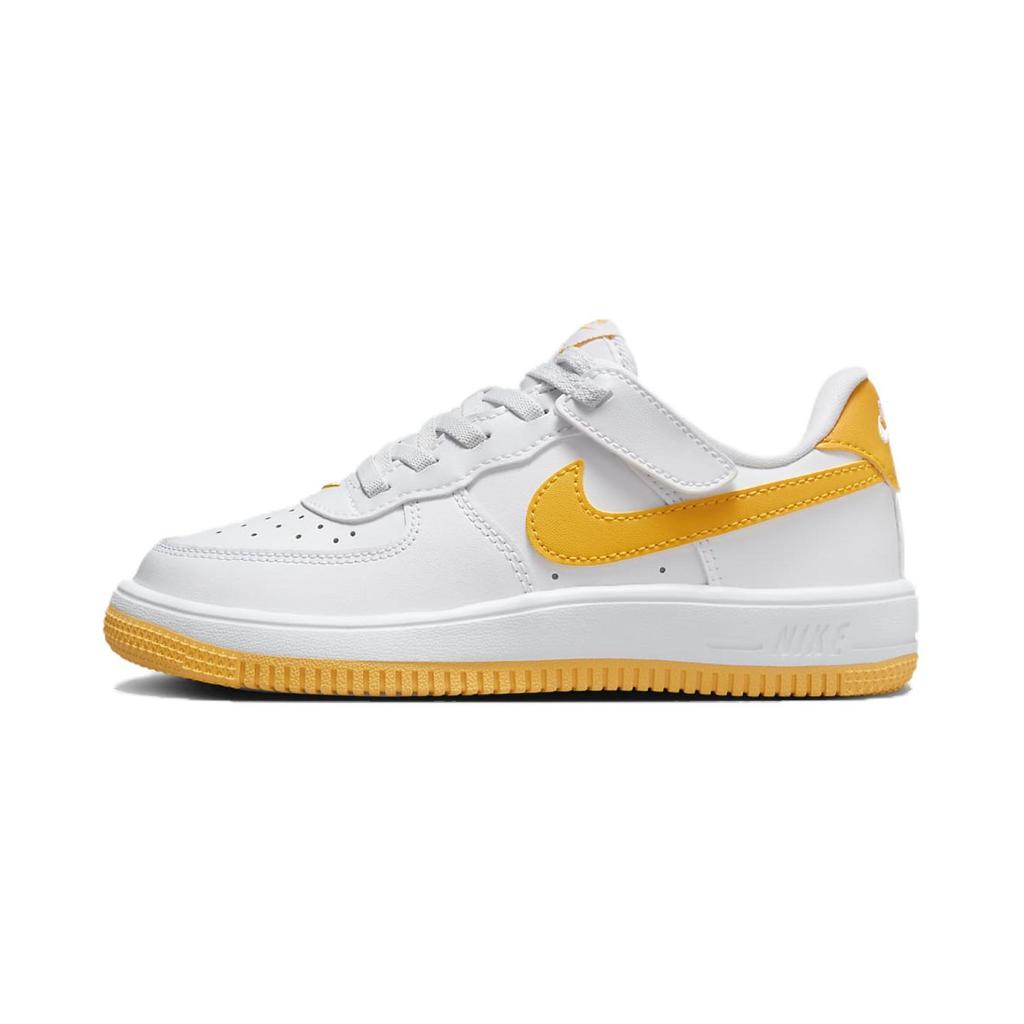 Nike Air Force 1 Slip Resistant Abrasion Resistant Low top Kids' Skateboarding Shoes White Gold FN0237-109