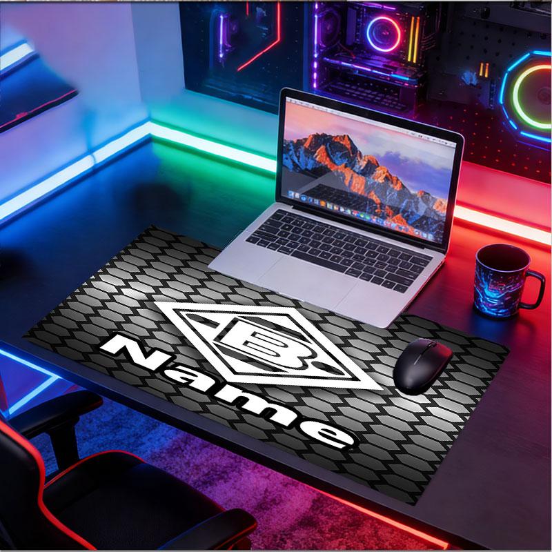 Custom Name Personalized Borussia Monchengladbach Pattern Mousepad, Laptop PC Desk Mat, Decorative Desk Mat for Home Keyboard Pad Gift