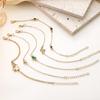 European & American Retro Green Diamond Bracelet Set: 5-Piece Square, Butterfly, and Love Designs