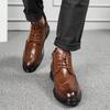 Мужские кожаные туфли с высоким верхом Ретро и высококачественные стили Модная вечеринка Уличный досуг Ботинки Осень и Зима