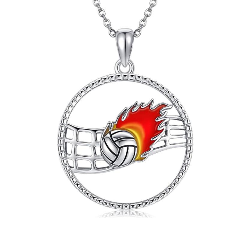 Hollow Pendant Volleyball Necklace Oil Finish Alloy Chain Fashion Enthusiasts