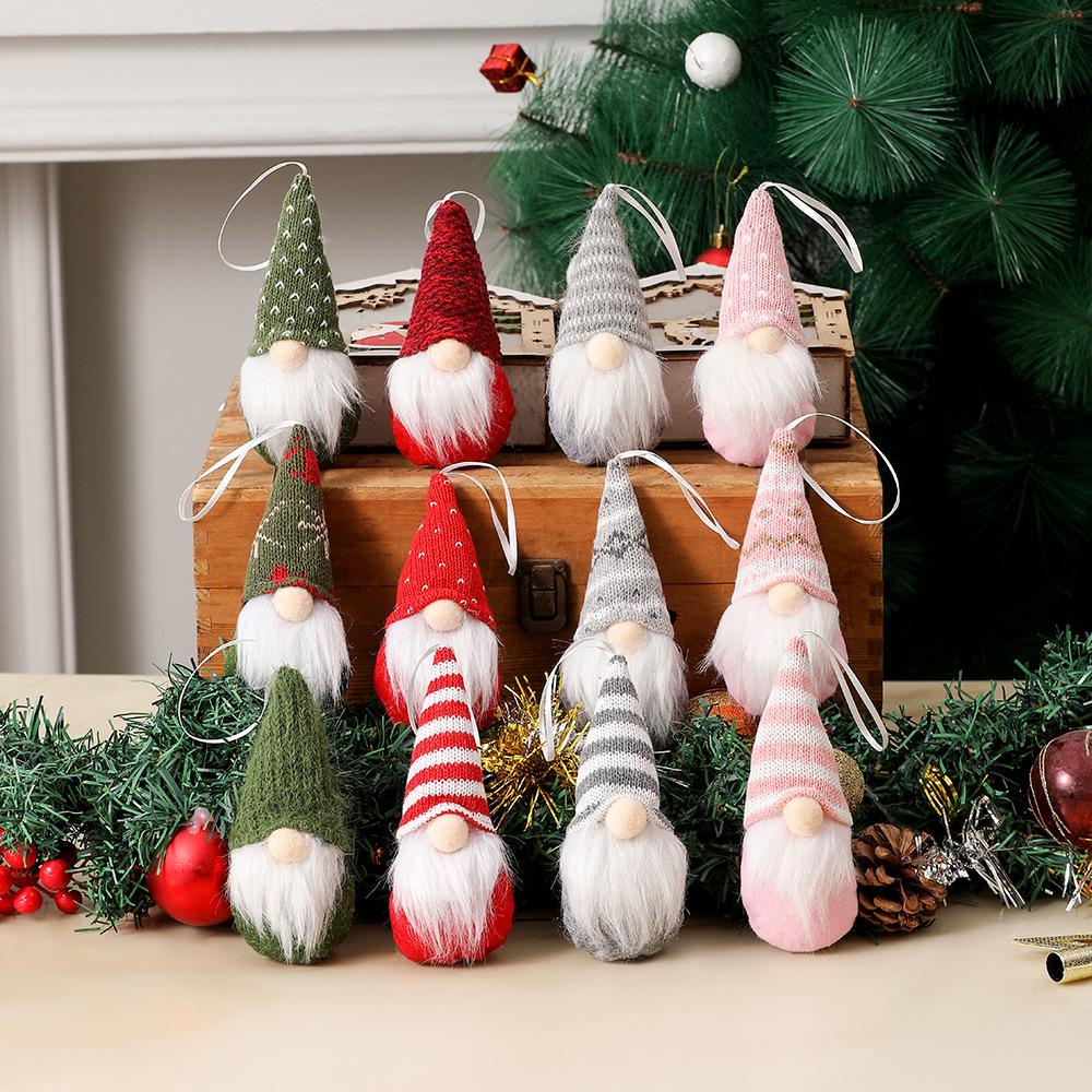 Набор из 3 шт. Рождественские гномы для подвешивания Украшения Шведские ручной работы Плюшевые гномы Санта Эльф Подвесные Домашние украшения Праздничные украшения