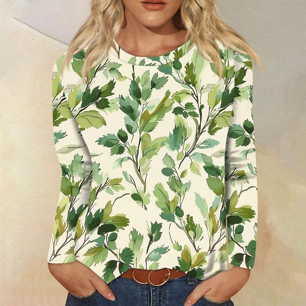 Womens Long Sleeve Round Neck Shirts Basic Tee Casual Top Fall Trendy Tunic Outfits Fitted T Shirts