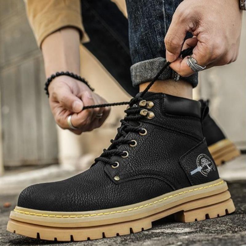 Модная мужская обувь Модные высокие повседневные ботинки Высококачественные кожаные ботинки Уличные нескользящие ботинки на платформе Мужские ботильоны Botas Hombre