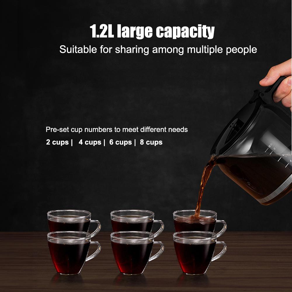 Programmable Coffee Maker with Timer 1050 Watts 1.2L Large Capacity 2-8 Cups Drip Coffee Maker Keep