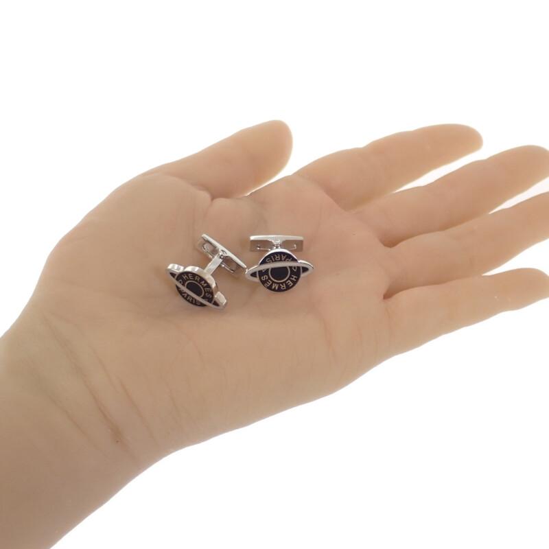 HERMES   манжеты Серебристый/черный металл мужские