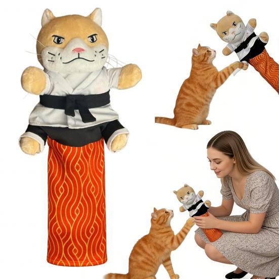 Кукла-каратист для кошек, интерактивная игрушка для кошек, кукла-борец с защитным рукавом для предплечья, мягкая игрушка для рук, которую кошки и котята кусают для упражнений