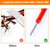 Solid Carpenter Pencil Set with 6 Refill Lead Deep Hole Marking Pencil Built-in Sharpener Ergonomic for Woodworking Architect