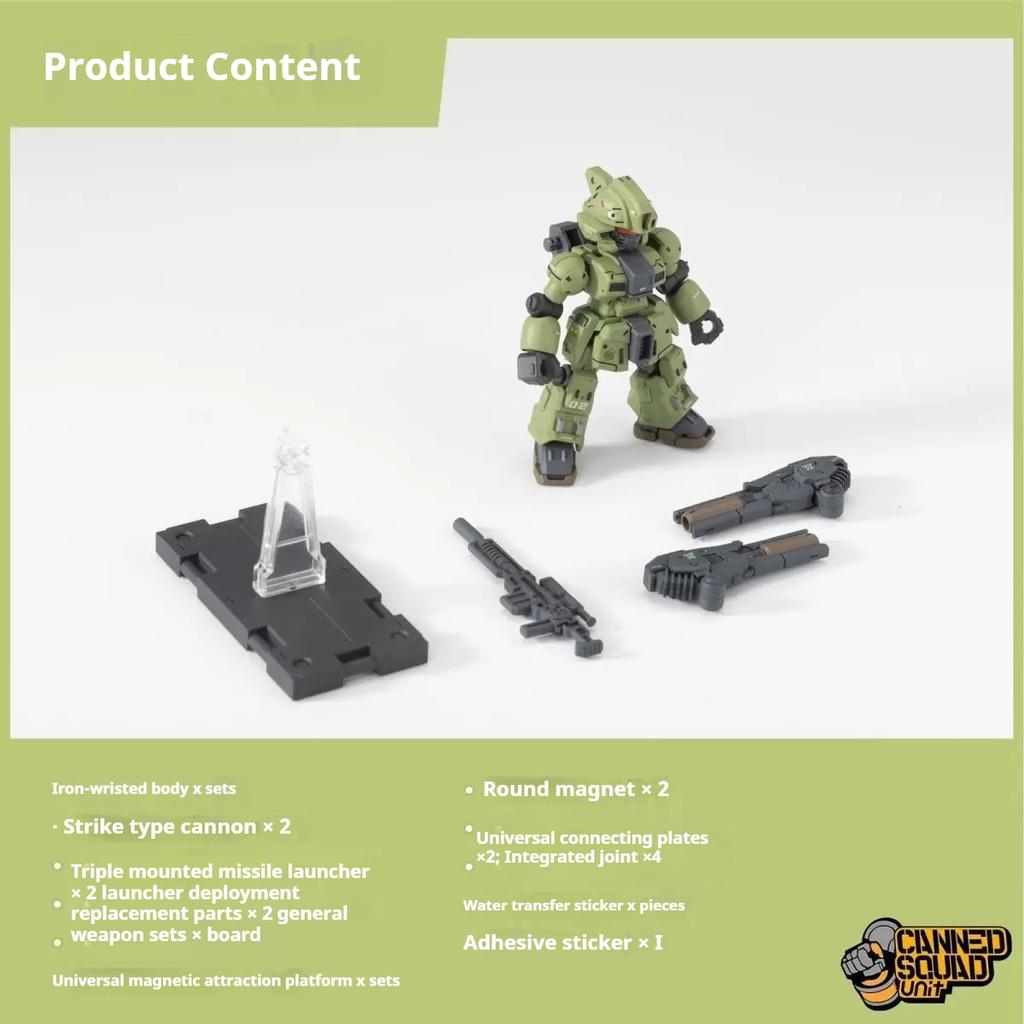 Canned Squad Unit Q Version Mecha Assembly Model Kit 7cm Action Figure Roaring Hound Iron Fist Chariot Artillery Boy Toy Gift