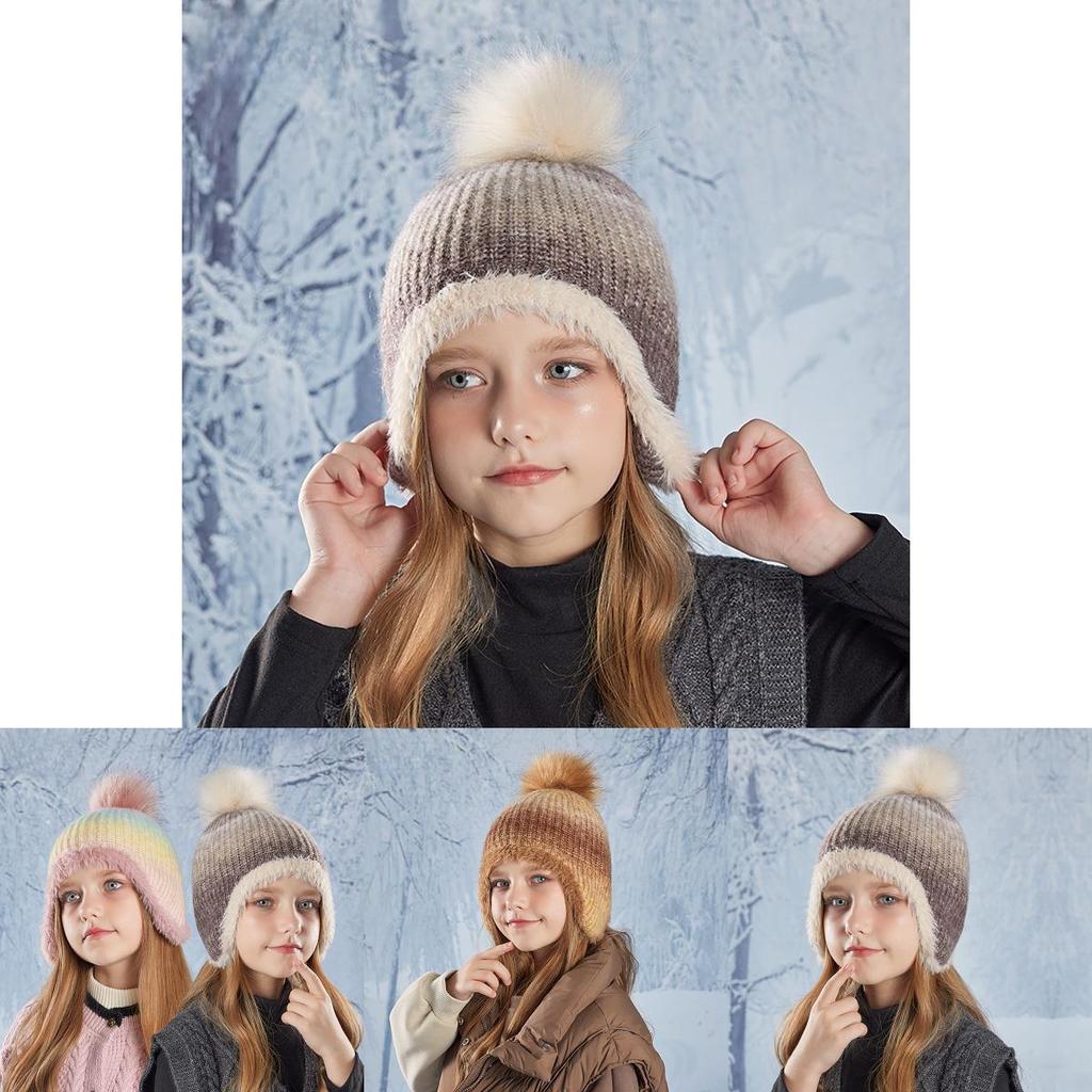 Children Knit Hat With Earmuff Protection For Winter Outdoor Warmth And Style