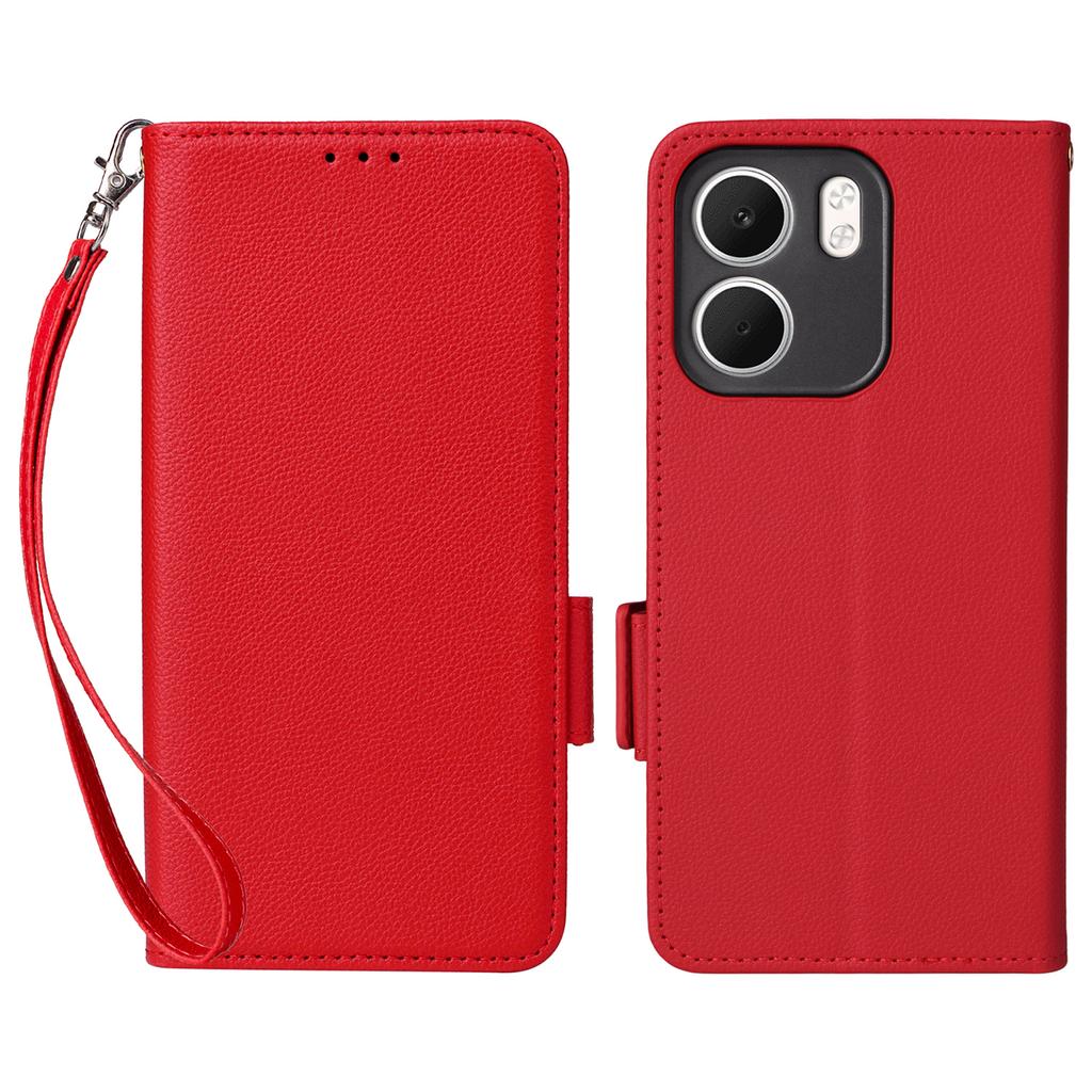 For Oppo A5x 5G/4G Case with Wrist Strap Litchi Texture PU Leather Wallet Phone Cover