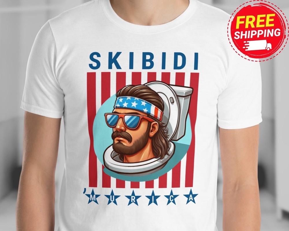 Футболка Skibidi Toilet Skibidi #039;Футболка Murica 4 июля Футболка Америка Смешная Футболка с мемом Унисекс
