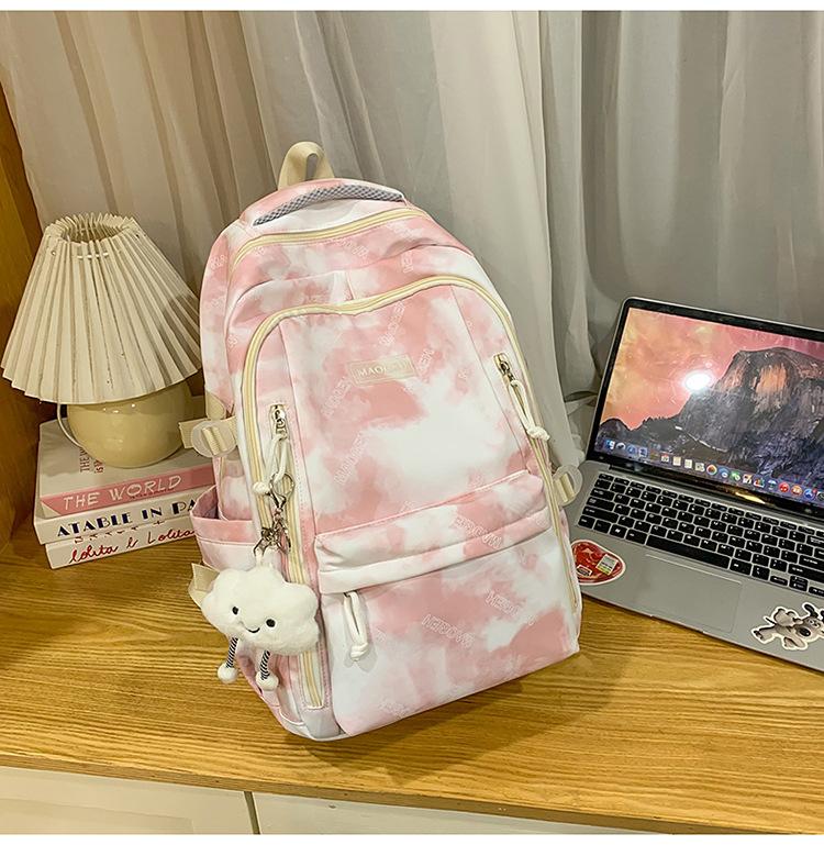 Новый школьный рюкзак большой вместимости с несколькими отделениями, выполненный в технике тай-дай, милый и нежный литературный рюкзак, универсальная повседневная и легкая косметичка.