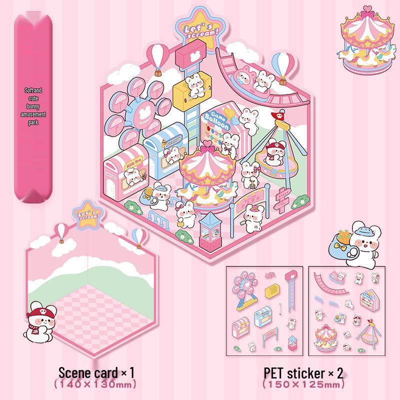 3D Наклейки для ландшафтного дизайна кабины: Большая корейская миниатюрная сцена для DIY, милый декор для хранения.