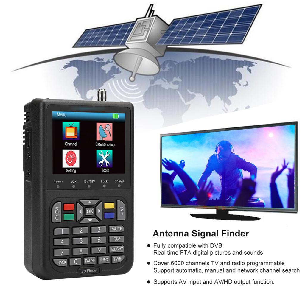 V9 3,5-дюймовый ЖК-дисплей с цветным экраном DVB цифровой спутниковый искатель сигнала измеритель черный
