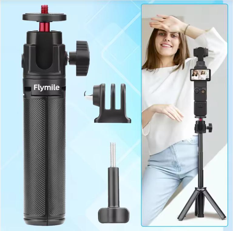 Набор аксессуаров для DJI OSMO Pocket 4: защитная пленка для экрана, защитный чехол для объектива, сумка для хранения, нейтральный фильтр и штатив-палка для селфи.