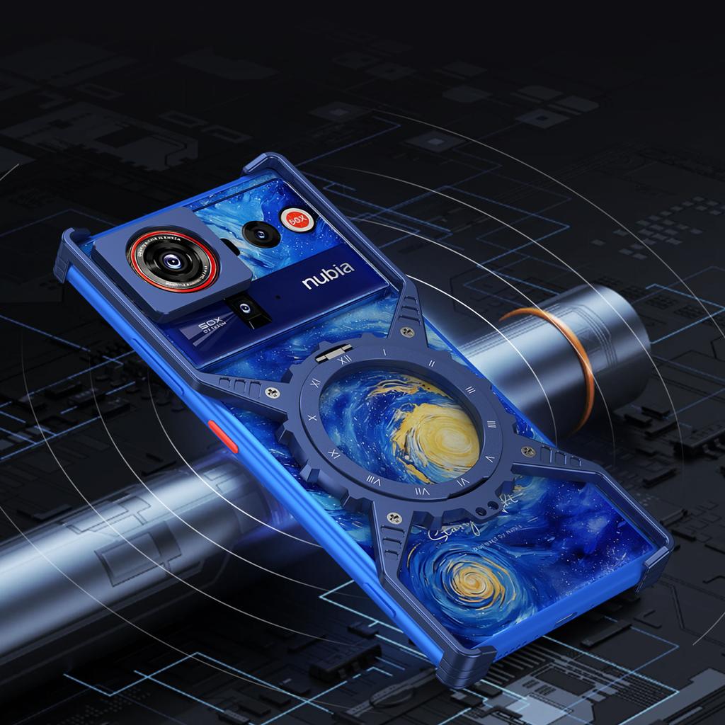 Чехол для ZTE nubia Z80 Ultra 5G, светящийся, с магнитным держателем-подставкой, алюминиевый сплав + поликарбонатный бампер, чехол для телефона, теплоотвод