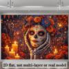 2D plane theme background fabric for Halloween - Mexican Katrina skeleton lady wearing marigold flowers on her headzyc