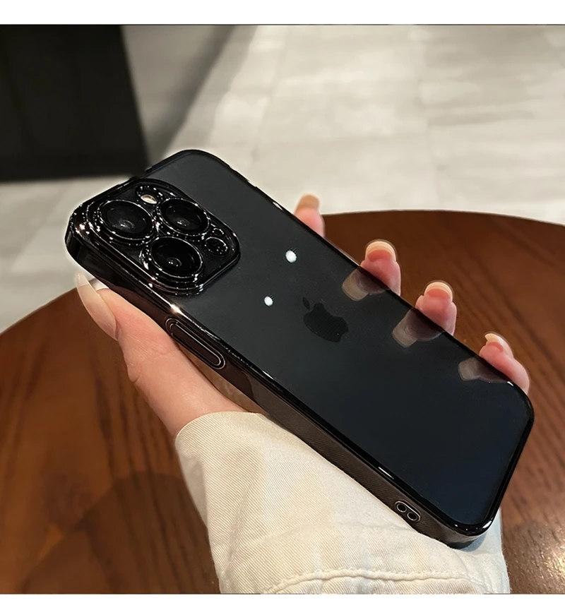 Роскошный защитный чехол с гальваническим покрытием для iPhone 11 12 13 14 15 Pro Max Xs XR Max 7 8 Plus Mini SE2020, мягкий прозрачный чехол