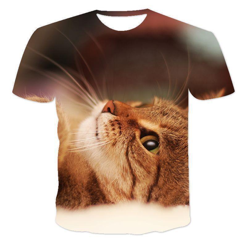 Women's Summer T-shirt Summer Cute Cat 3D Digital Printed T-shirt
