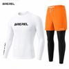Mens UV Protection Rash Guard Set Long Sleeve Swim Shirt Quick-Dry Board Shorts Snorkeling Surfing Kayaking
