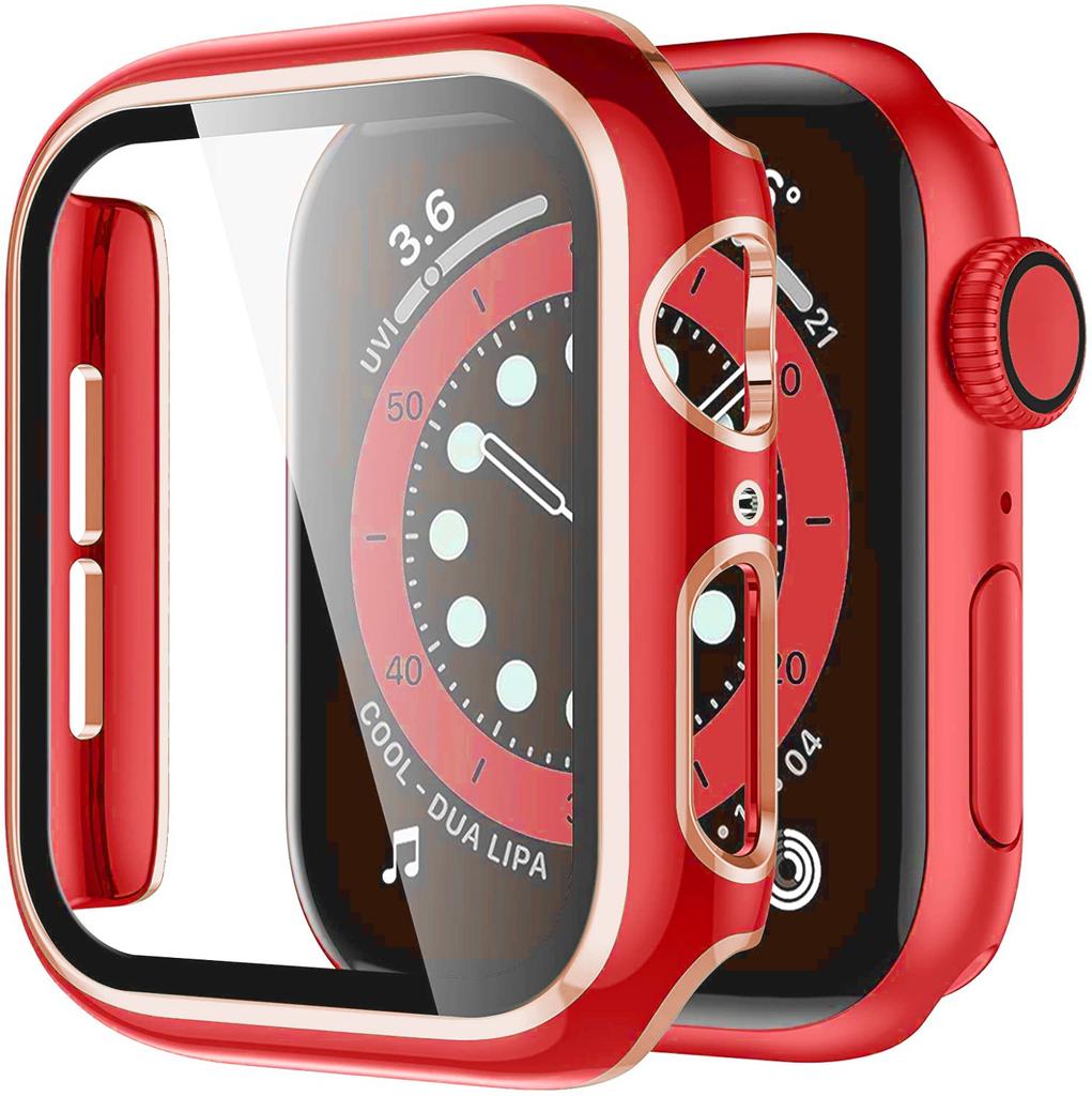 Закаленное стекло 2 в 1 + чехол для Apple Watch Series 7, 41 мм, 45 мм, iWatch Series SE 6, 5, 4, 3, 2, 1, 38 мм, 40 мм, 42 мм, 44 мм, рамка с полным бампером, аксессуары для часов