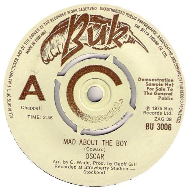 7-дюймовая пластинка OSCAR Mad About The Boy BU3006 BUK RECORDS 1975 UK Поп Б/у
