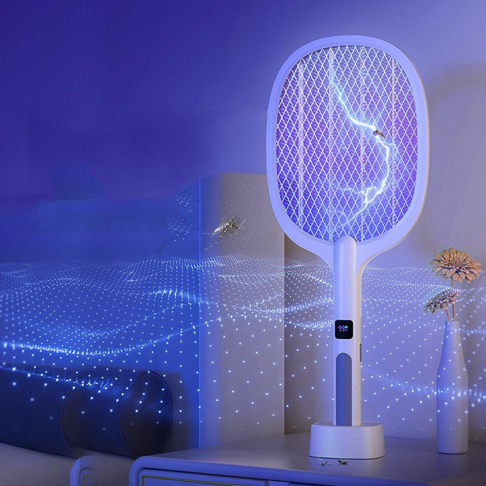 Электрическая мухобойка Перезаряжаемая лампа-уничтожитель комаров Ракетка-уничтожитель насекомых Антикомариная мухобойка Лампа-ловушка для мух для использования в помещении и на улице