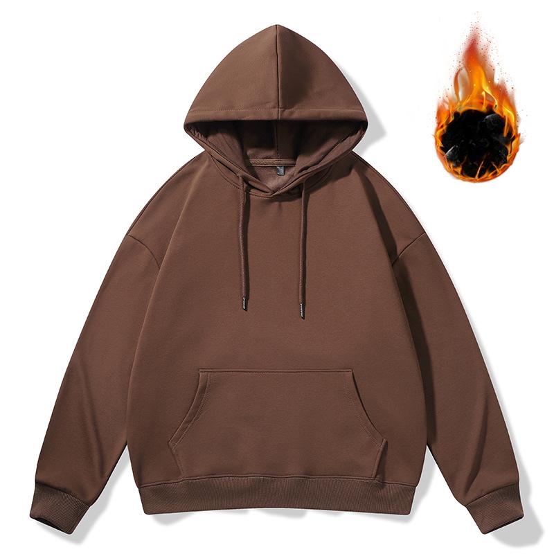 Мужская толстовка с капюшоном, осень-зима, новая, бархатная, модная, повседневная, свободная, трендовая, брендовая, из чистого хлопка, с длинными рукавами, мужские топы