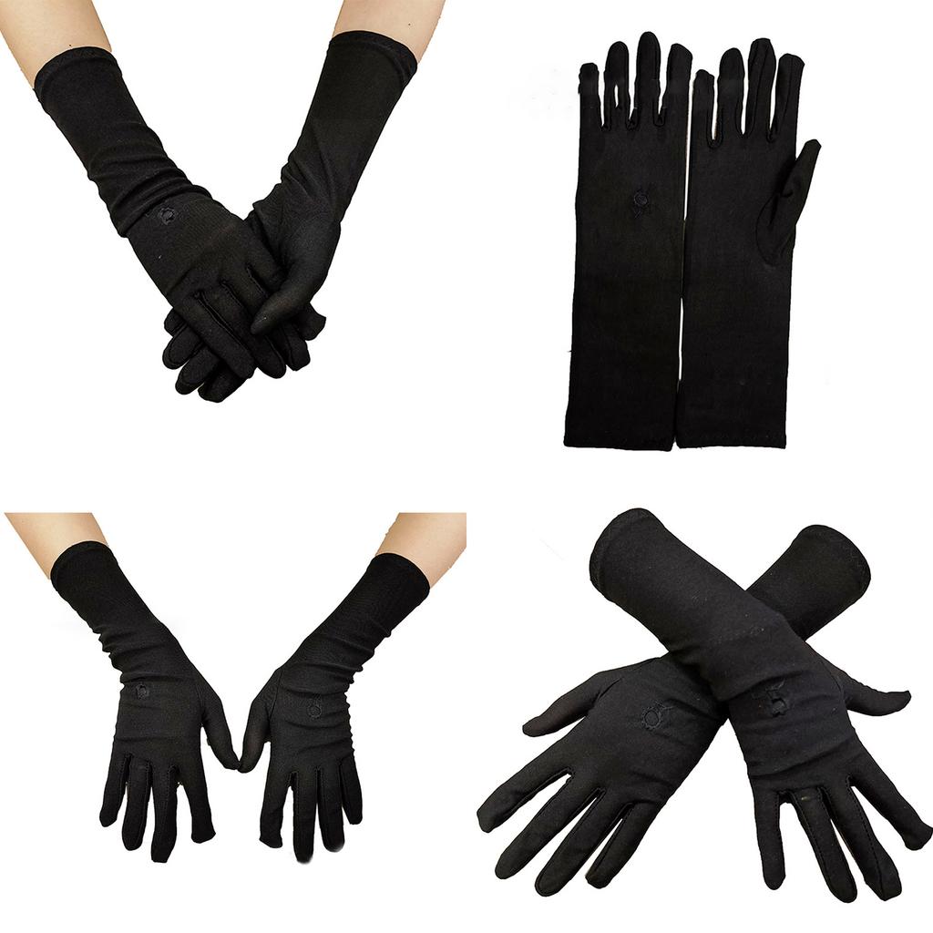 Muslim Arab Black Gloves for Women Sunproof Arm Cover Embroidery Long Arm Sleeves Full Finger Arabian Hijab Hand Gloves