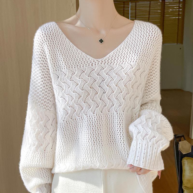 Женский кашемировый свитер Qinghe Cashmere 30% кашемир 70% шерсть Осень и зима Кашемировый пуловер Ручная работа Мягкий и теплый