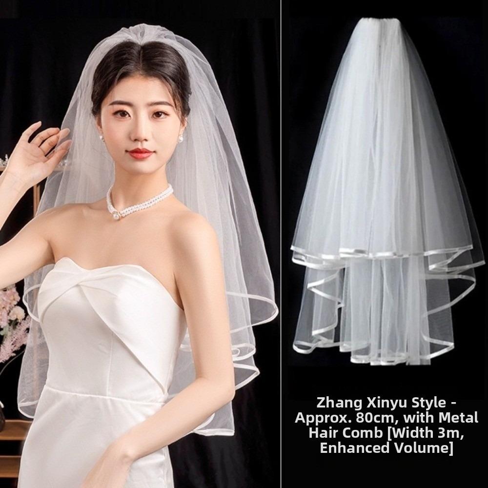 Bow Wedding Veil Pearl Accessories Women's Tulle New Bridal Veil Bridal Photoshoot