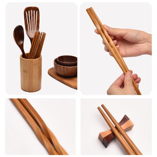5 пар палочек для еды, нескользящие, устойчивые к высоким температурам, из натурального бамбукового дерева, карбонизированные, китайские палочки для еды, кухонный гаджет