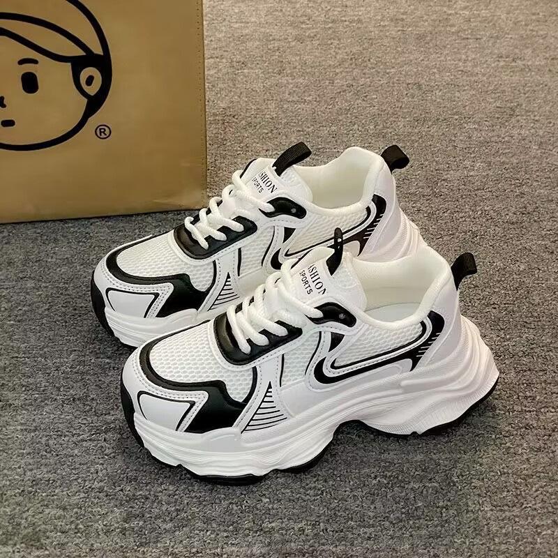 Daddy Shoes Женская весна и лето Толстая подошва Увеличить все Дышащие повседневные сетчатые кроссовки Ультра легкие