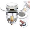 Universal Rebound Drain Plug Filter Basin Pop-up Chrome Sink Filter with Hair Catcher Bathroom Sink Drain Stopper Easy Push Type