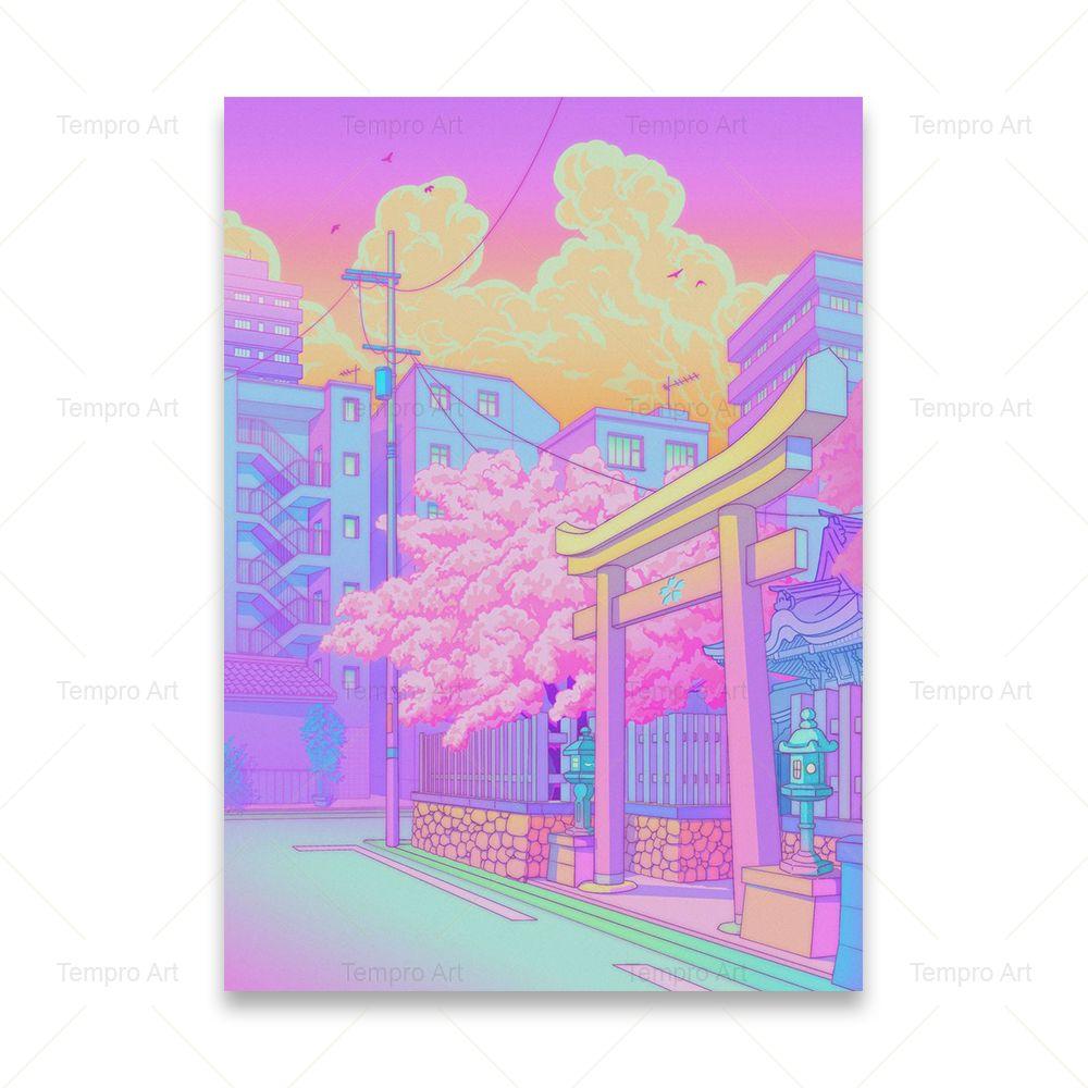 Плакат в стиле Vaporwave, японский городской ночной уличный постер в стиле поп-киото, холст, картина, настенная живопись, принт, Kawaii, домашний декор для комнаты