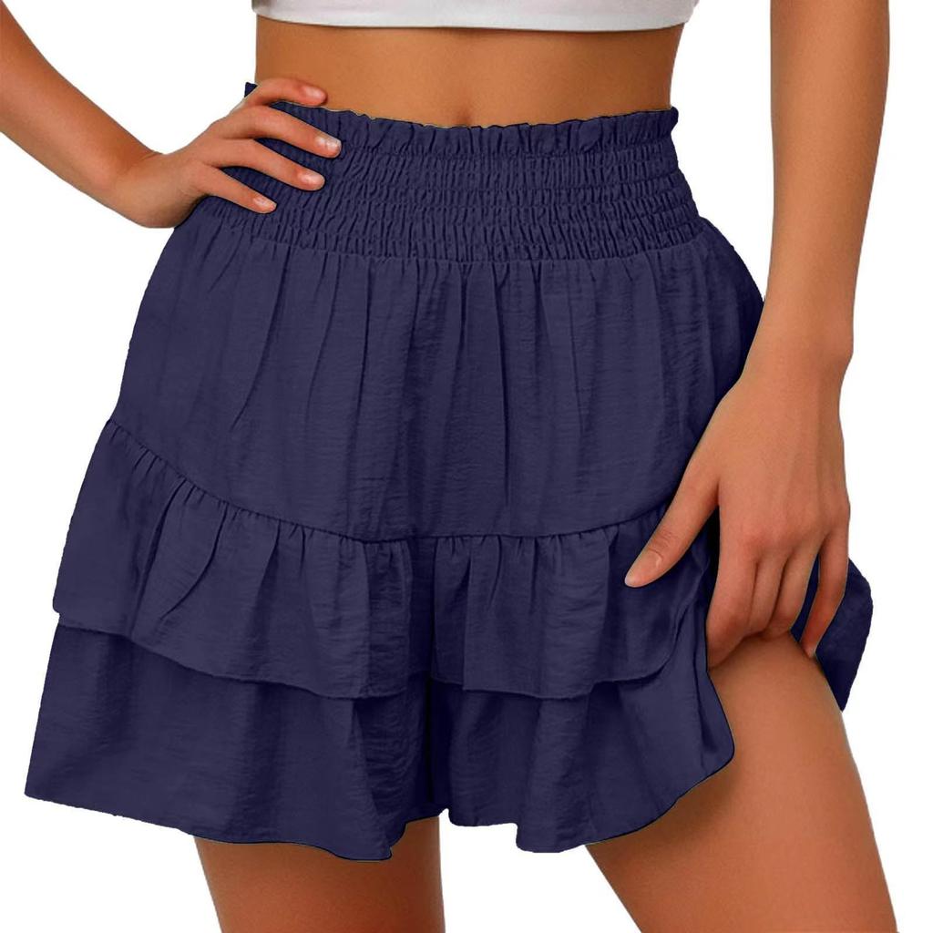 Women's Summer High Waist Ruffle Skirt Cute Flowy Skirt Casual Comfort Wrap Beach Pleated Skirt