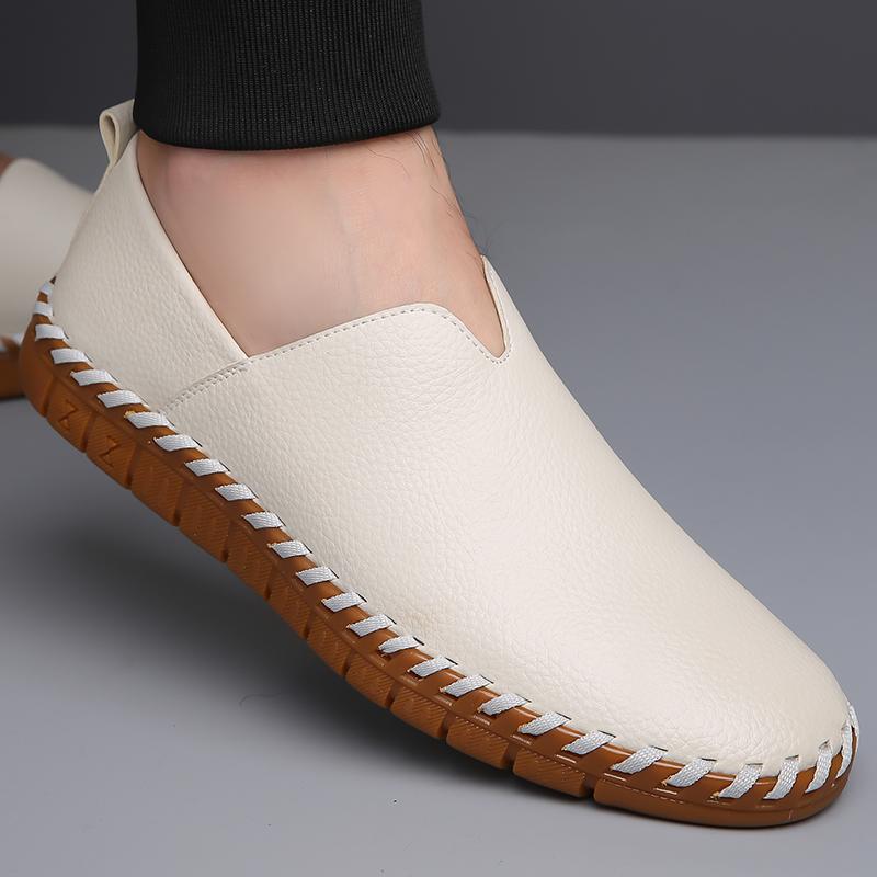 Модная обувь ручной работы, мужская, новая, повседневная, модная, тисненая кожа, ретро, британский стиль, мокасины мужские, удобные, без застежек, для отдыха на природе