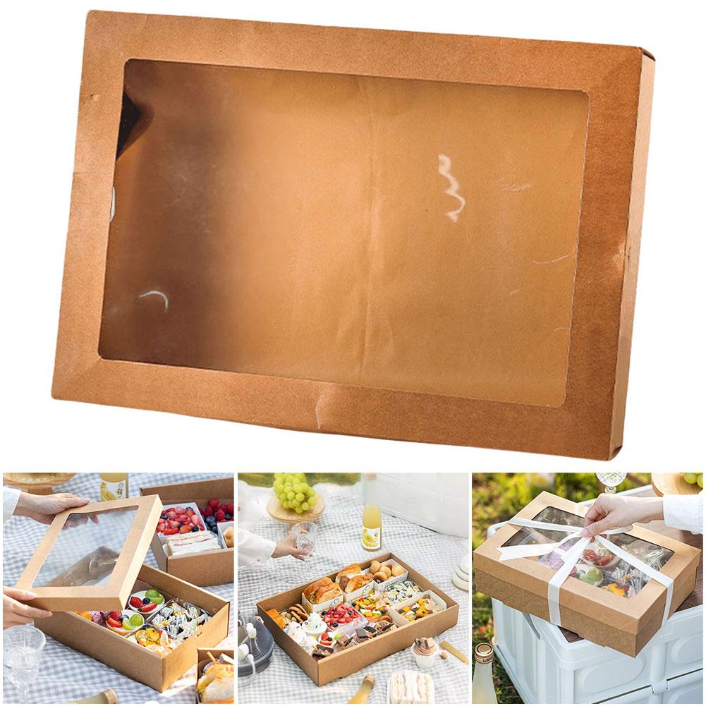 2Pcs Picnic Lunch Box Disposable Fried Chicken Paper Box Afternoon Tea Picnic Box Birthday Party Supplies
