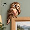 Farmhouse Style Door Corner Molding Wooden Owl Topper, Sitter Decor, Whimsical Woodland Animal Decor Ornament for Frame, Bookshelf, Window,