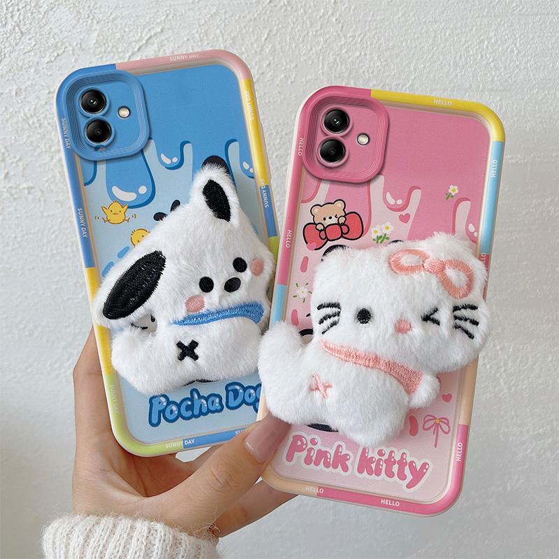 KEYSION Милый 3D мультяшный плюшевый чехол для Samsung A06 4G A05 A04 со шнурком Мягкий силиконовый противоударный чехол для телефона Galaxy A06