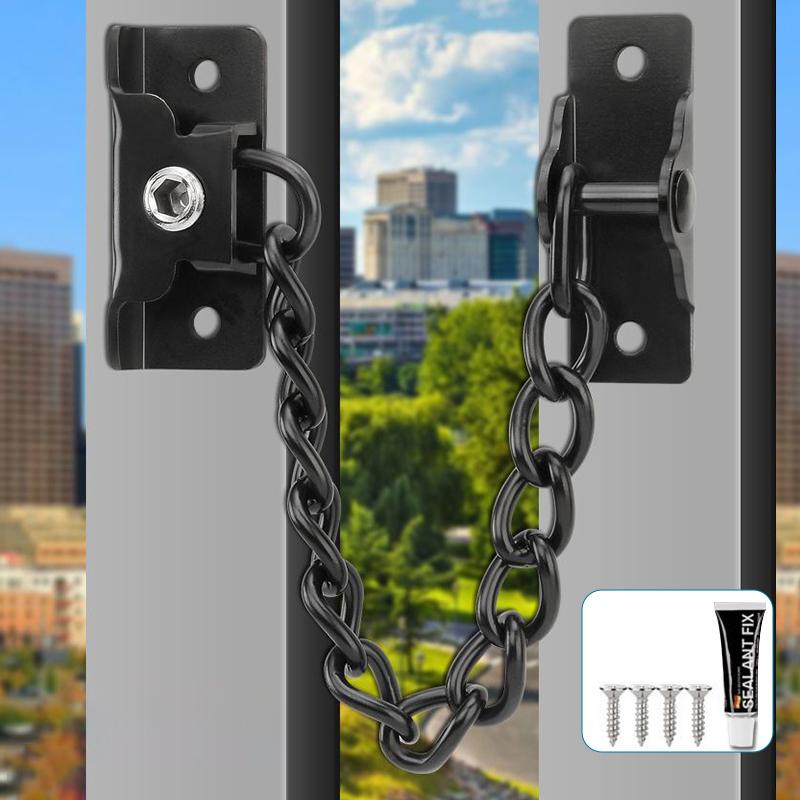 Black Latch Safety Chain Window Child Safety Lock Limiter Casement Window Limiter Chain Outside Opening Window Protective